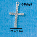 C2756 - Thin Cross with Crystal Stones - Silver Charm